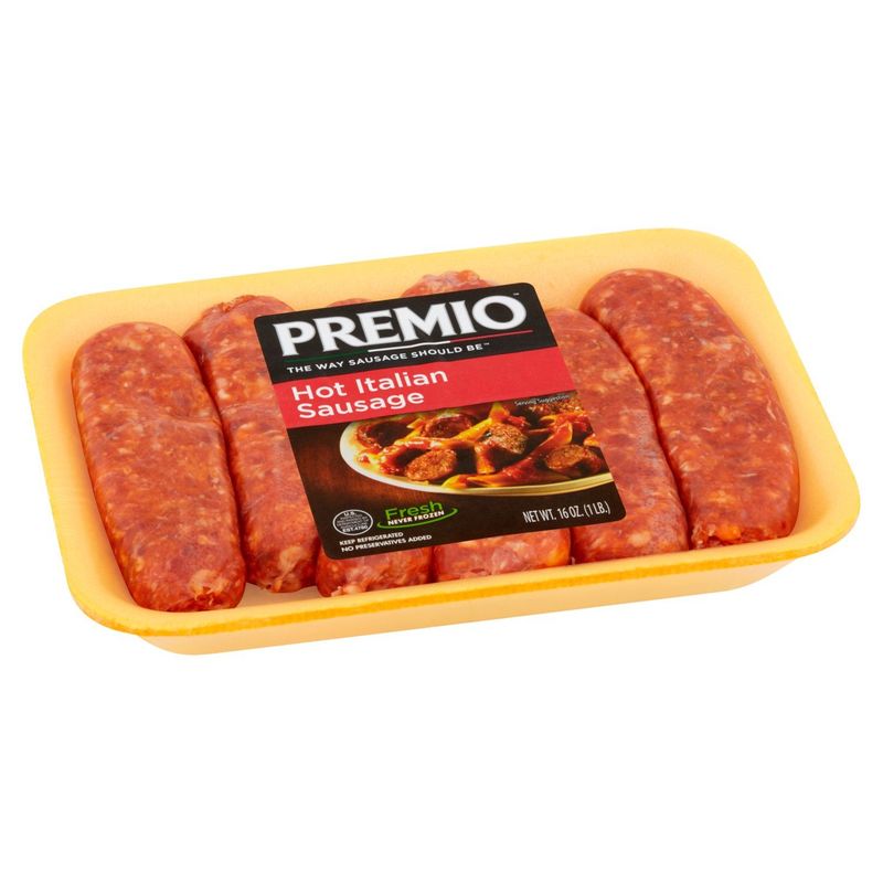 Premio Hot Italian Sausage, 6 count, 16 oz