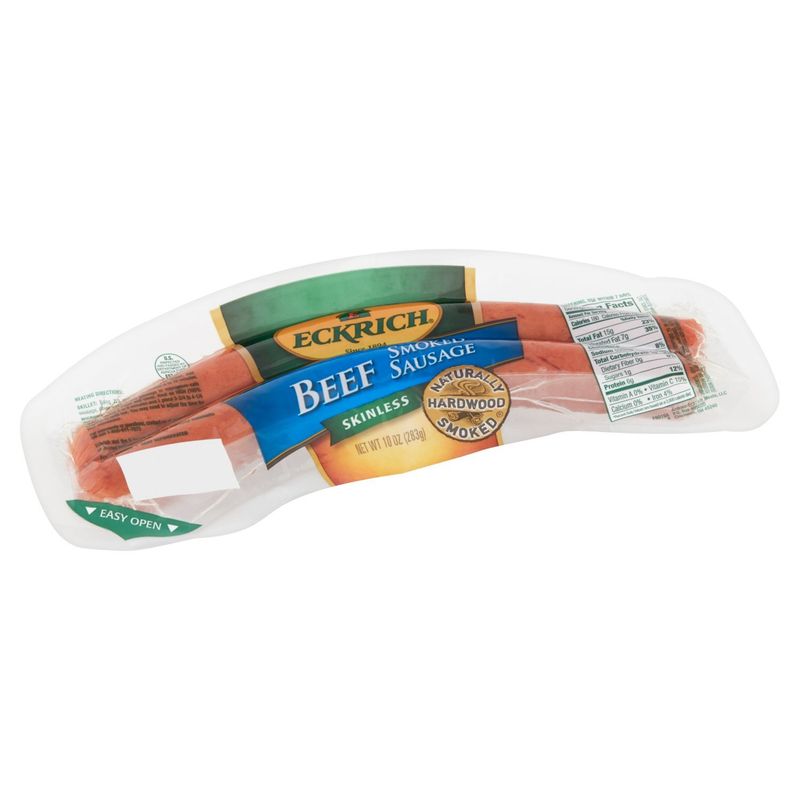 Eckrich Skinless Beef Smoked Sausage, 2 count, 10 oz