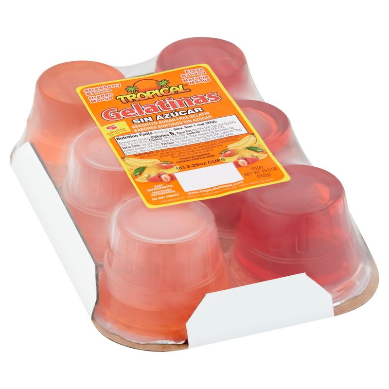Tropical Assorted Sugar Free Gelatin, 3.25 oz, 6 count
