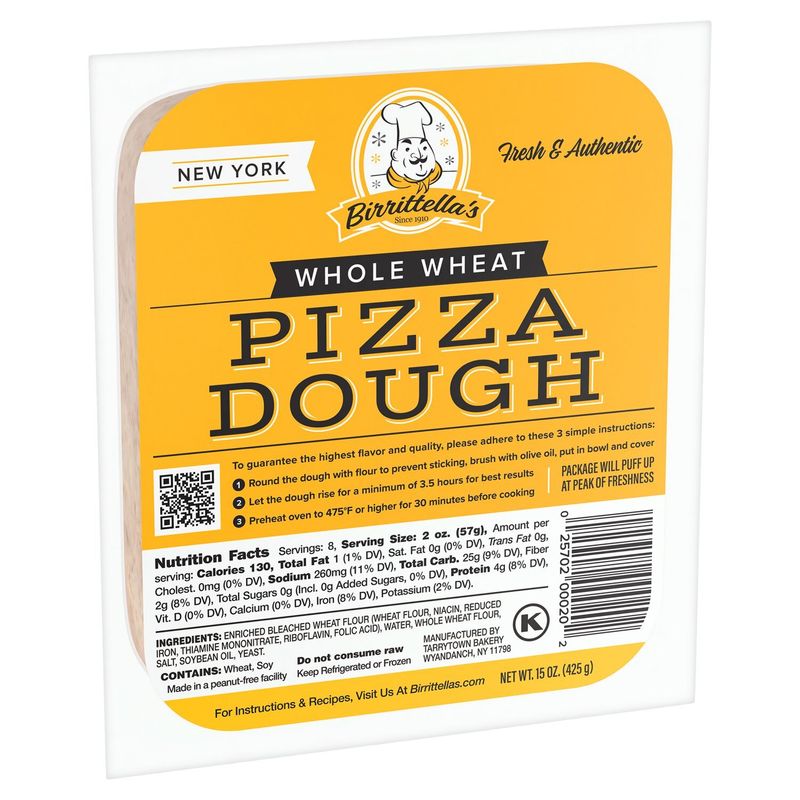Birrittella's Whole Wheat Pizza Dough, 15 oz
