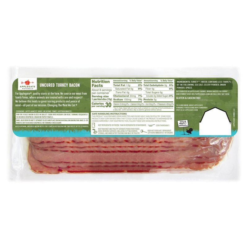 Applegate Naturals Hickory Smoked Uncured Turkey Bacon, 8 oz