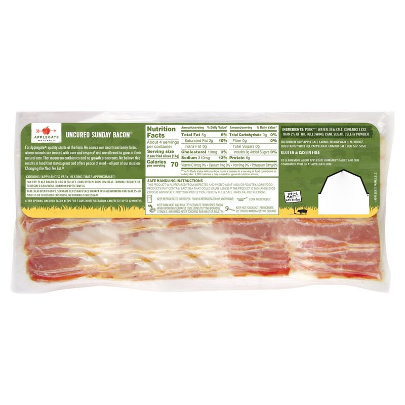 Applegate Natural Hickory Smoked Uncured Sunday Bacon, 8oz