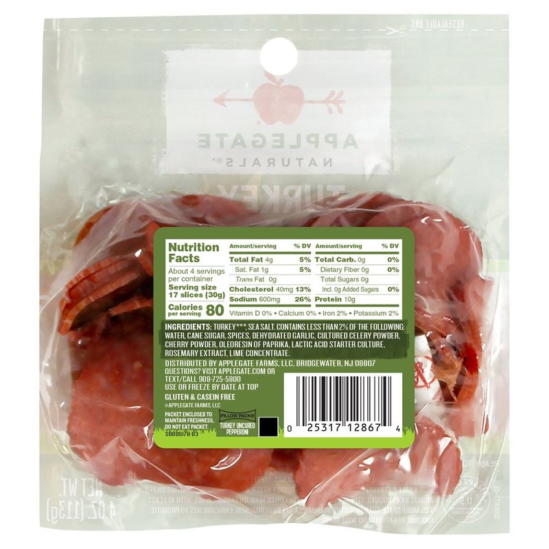 Applegate Naturals Turkey Uncured Pepperoni, 4 oz