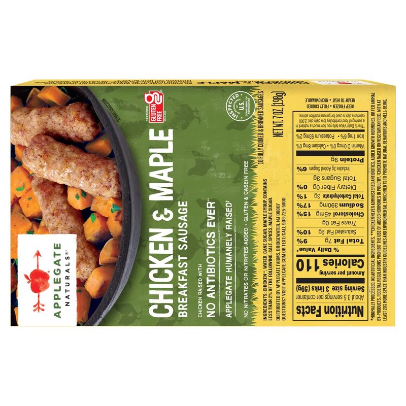 Applegate Naturals Chicken &amp; Maple Breakfast Sausage, 10 count, 7 oz
