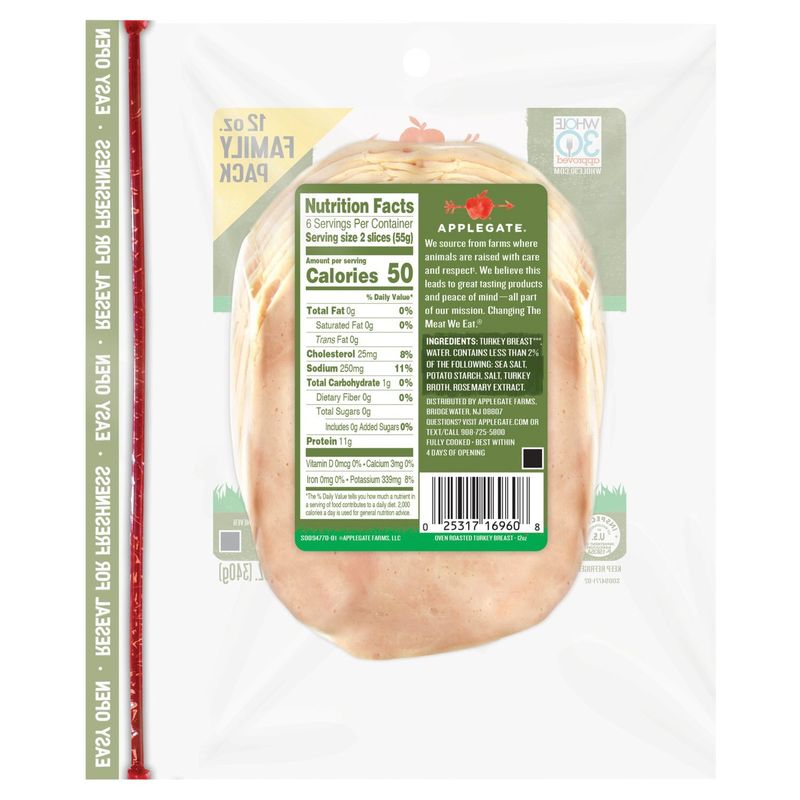 Applegate Naturals Oven Roasted Turkey Breast Family Pack, 12 oz