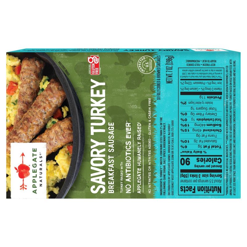 Applegate Naturals Savory Turkey Breakfast Sausage, 10 count, 7 oz