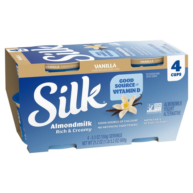 Silk Rich &amp; Creamy Vanilla Almondmilk Yogurt Alternative, 5.3 oz, 4 count