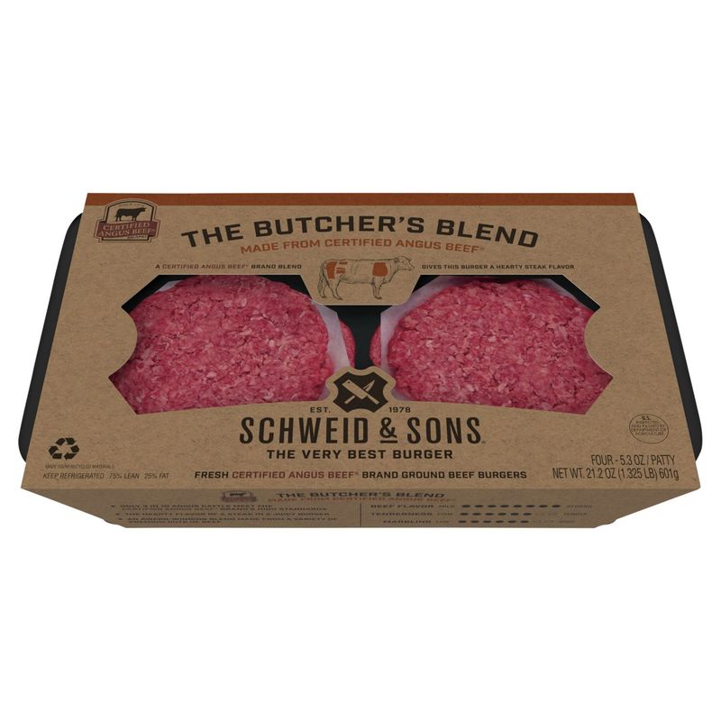 Schweid &amp; Sons The Butcher's Blend Patty, 5.3 oz, 4 count