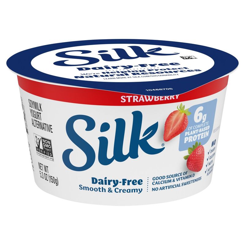 Silk Dairy-Free Smooth &amp; Creamy Strawberry Soymilk Yogurt Alternative, 5.3 oz