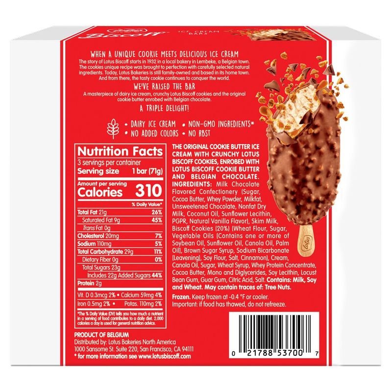 Lotus Biscoff Cookie &amp; Cookie Butter Ice Cream Bars, 3 count, 9.13 fl oz