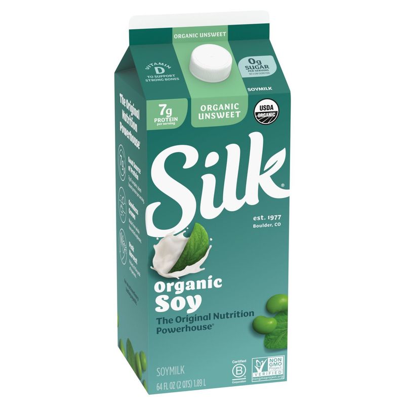 Silk Organic Soy Unsweet Soymilk, 64 fl oz