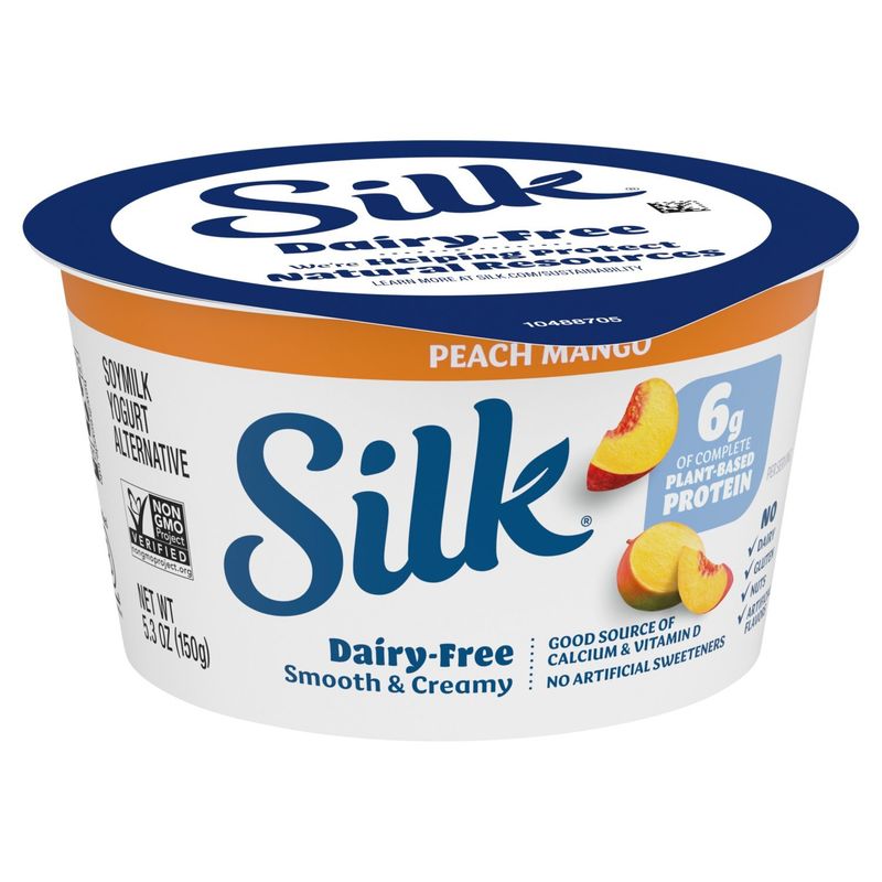 Silk Dairy-Free Smooth &amp; Creamy Peach Mango Soymilk Yogurt Alternative, 5.3 oz
