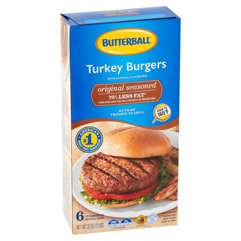 Butterball Original Seasoned Turkey Burgers, 6 count, 32 oz