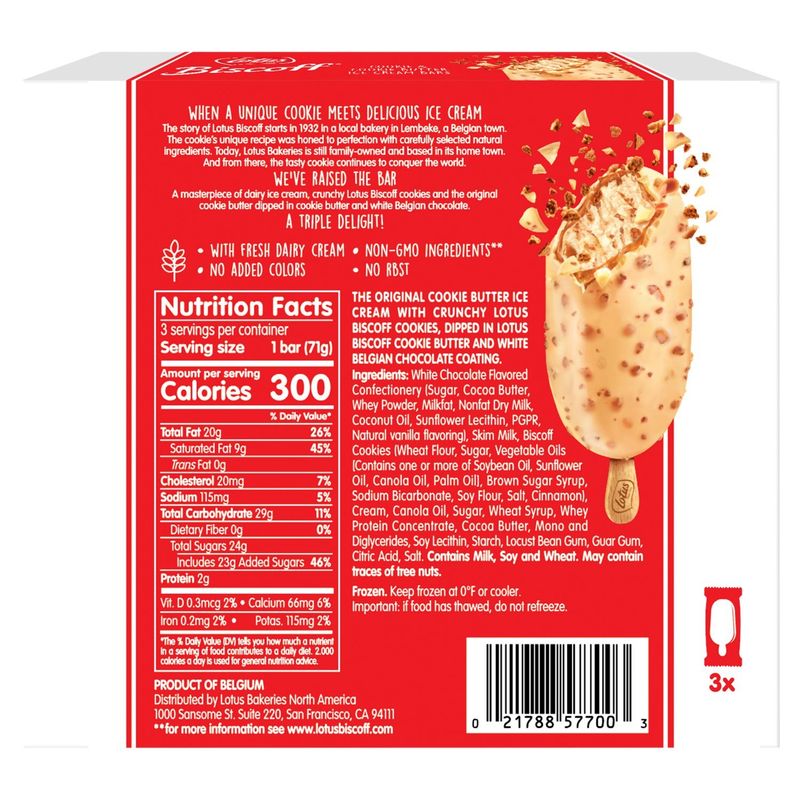 Lotus Biscoff Cookie &amp; Cookie Butter Ice Cream Bars, 3 count, 9.13 fl oz