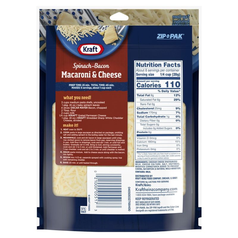 Kraft Shredded Sharp White Cheddar Natural Cheese, 8 oz