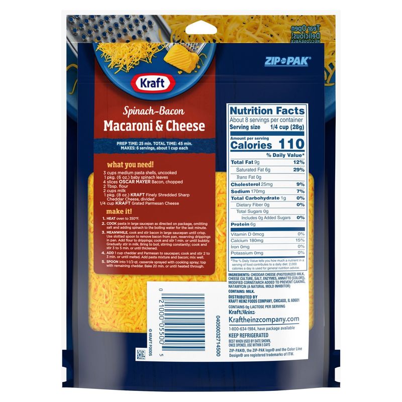 Kraft Finely Shredded Sharp Cheddar Natural Cheese, 8 oz
