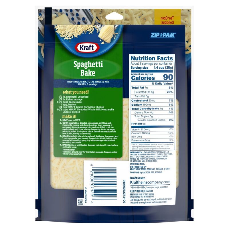 Kraft Shredded Low-Moisture Mozzarella Natural Cheese, 8 oz
