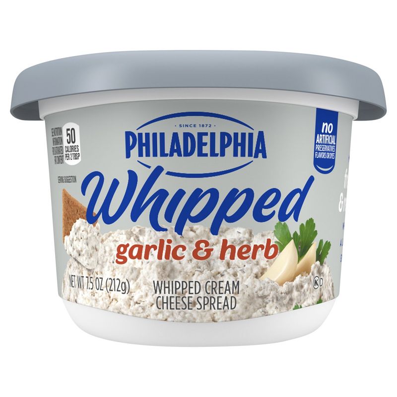 Philadelphia Garlic &amp; Herb Whipped Cream Cheese Spread, 7.5 oz