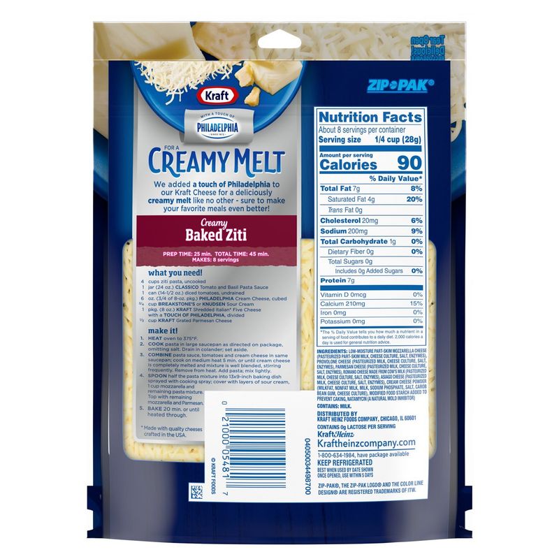 Kraft Creamy Melt Italian Five Cheese, 8 oz