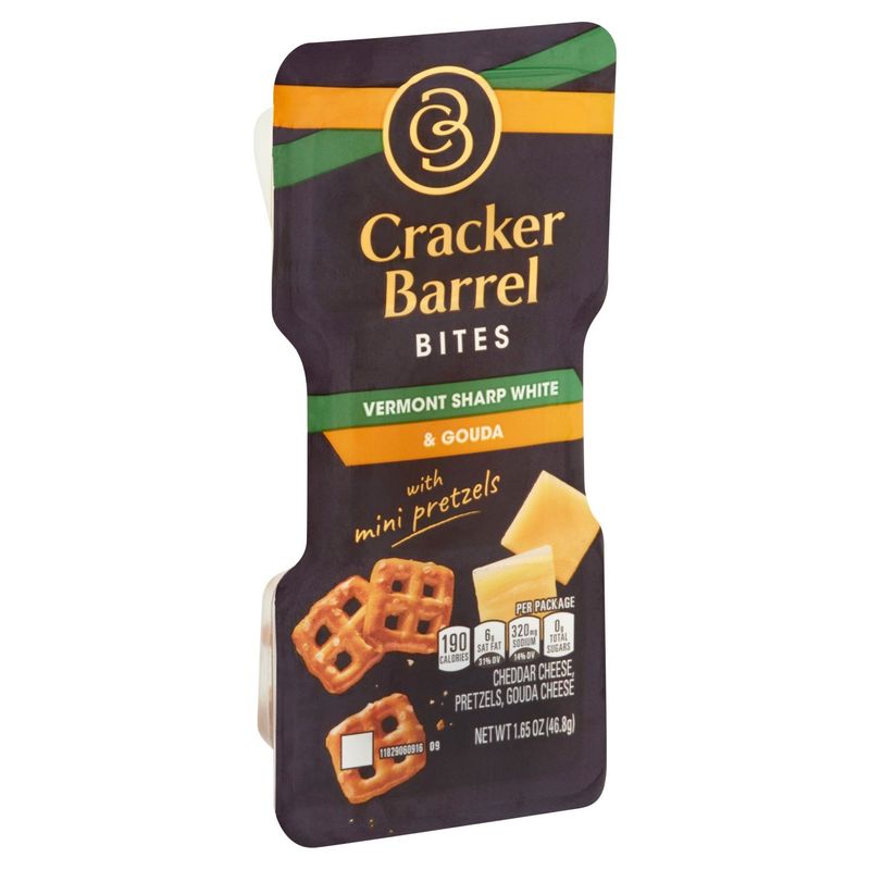Cracker Barrel Vermont Sharp White &amp; Gouda Bites with Mini Pretzels, 1.65 oz