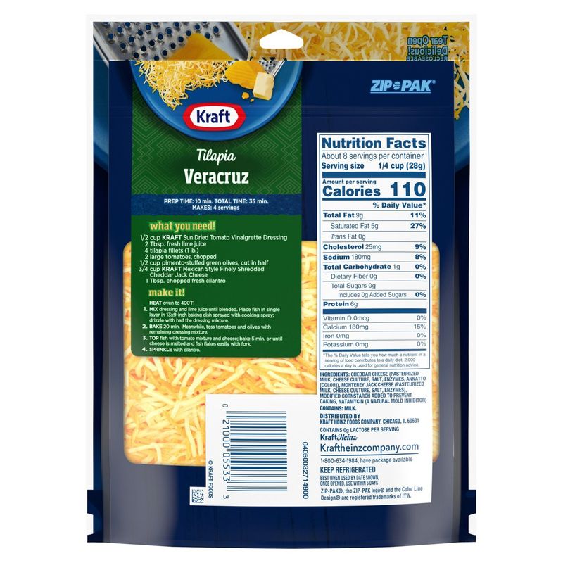 Kraft Mexican Style Cheddar Jack Natural Cheese, 8 oz