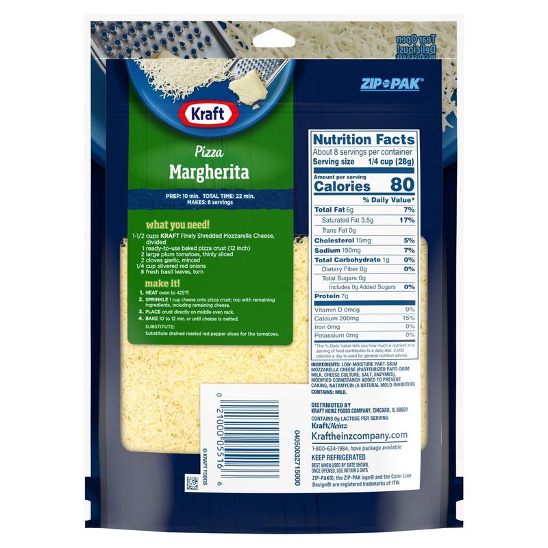 Kraft Finely Shredded Mozzarella Natural Cheese, 8 oz