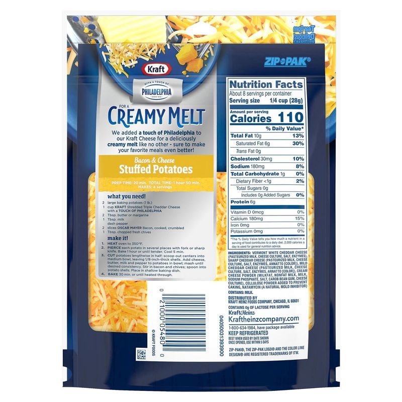 Kraft Shredded Triple Cheddar Cheese, 8 oz