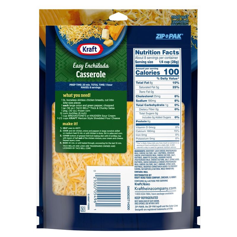 Kraft Mexican Style Natural Four Cheese, 8 oz