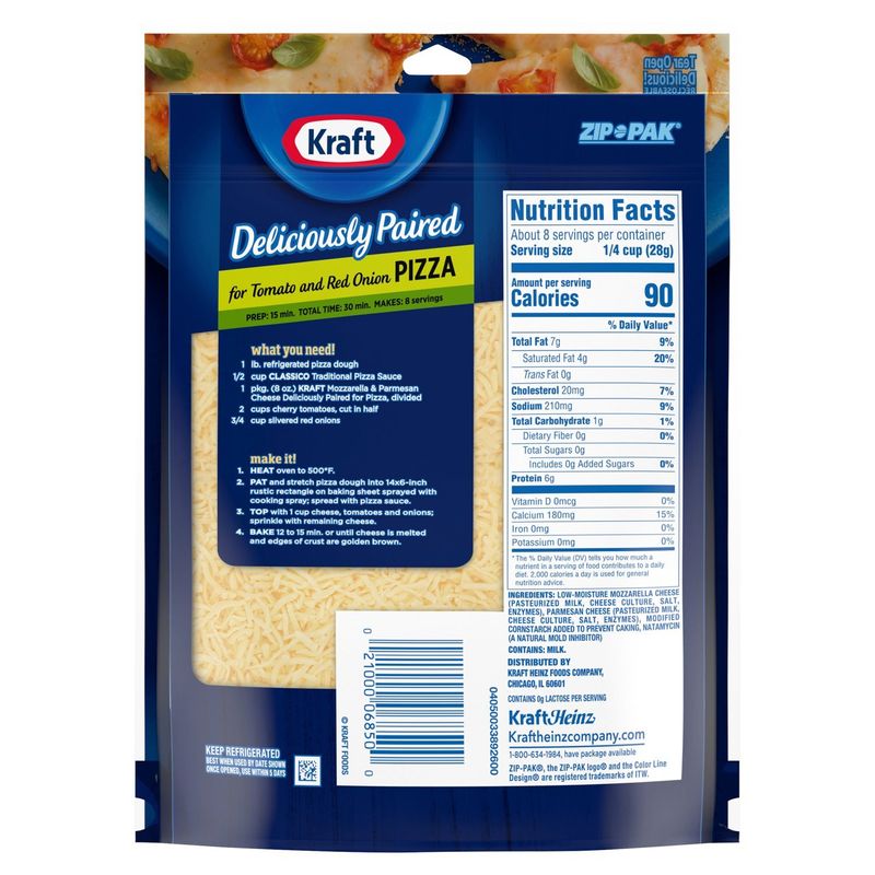 Kraft Deliciously Paired Mozzarella, Parmesan Cheese for Pizza, 8 oz