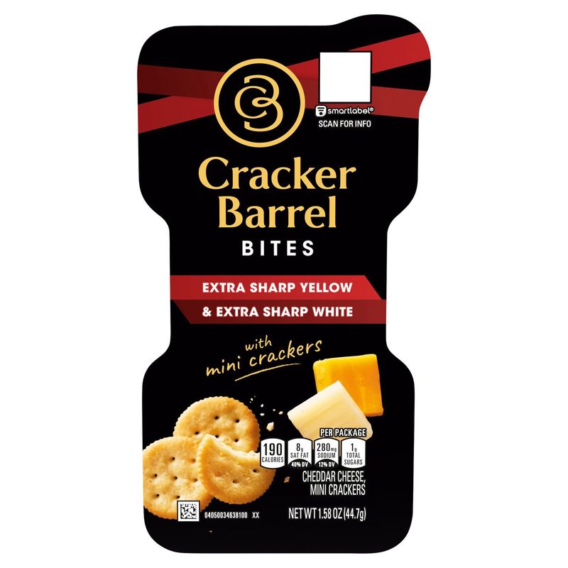 Cracker Barrel Extra Sharp Yellow &amp; Extra Sharp White with Mini Crackers Bites, 1.58 oz