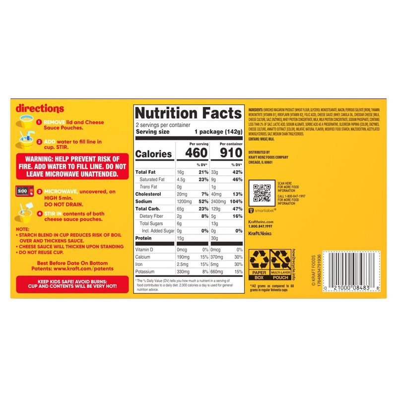 Velveeta Original Microwaveable Shell Pasta &amp; Cheese Sauce, 5 oz, 2 count
