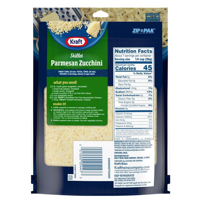 Kraft Shredded Fat Free Mozzarella Natural Cheese, 7 oz