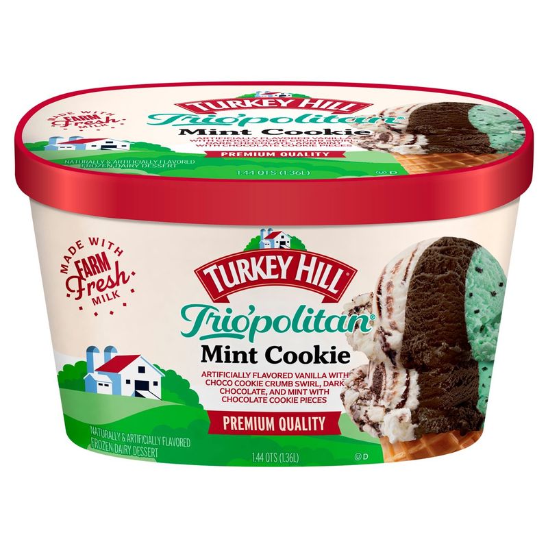 Turkey Hill Trio'politan Mint Cookie Frozen Dairy Dessert, 1.44 qts