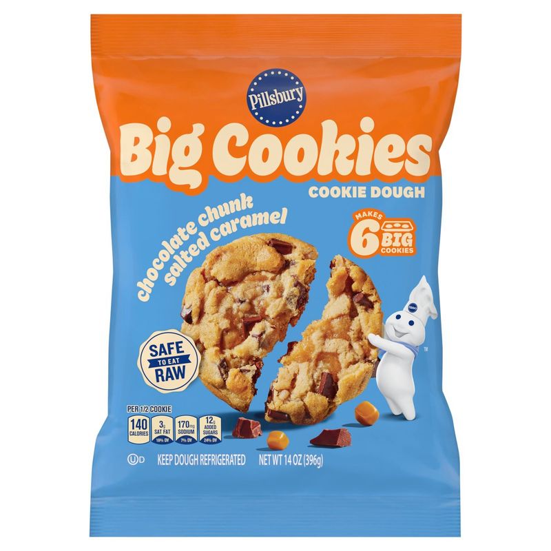 Pillsbury Chocolate Chunk Salted Caramel Big Cookies Cookie Dough, 14 oz