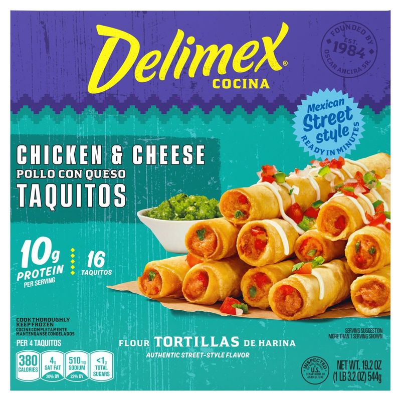 Delimex Chicken &amp; Cheese Taquitos, 16 count, 19.2 oz