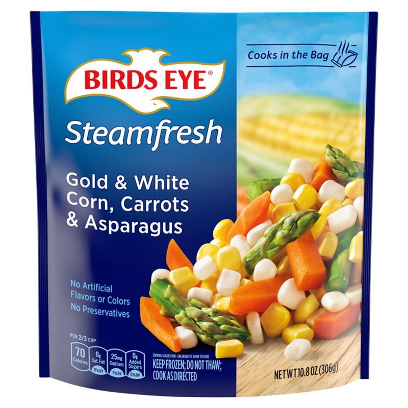 Birds Eye Steamfresh Gold &amp; White Corn, Carrots and Asparagus, 10.8 oz