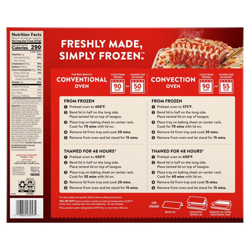 Stouffer's Five Cheese Lasagna Party Size, 96 oz