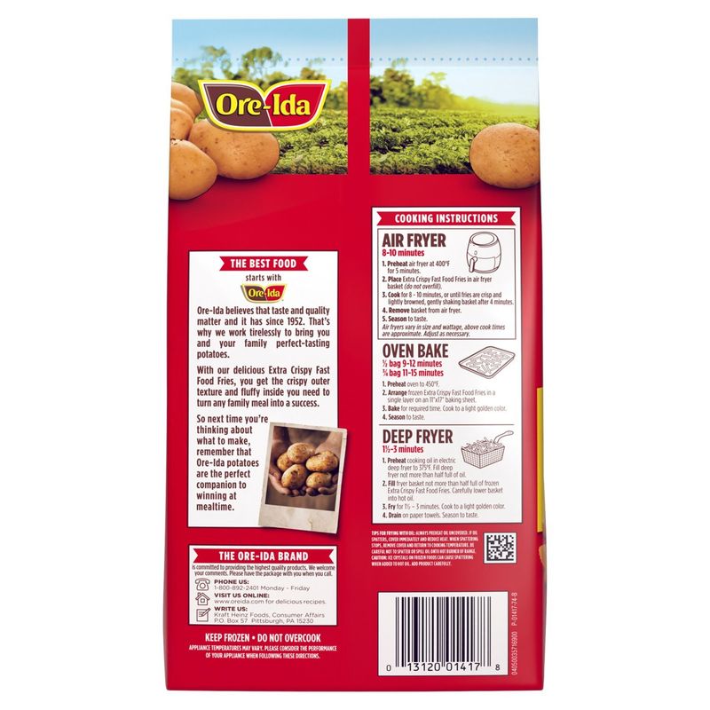 Ore-Ida Extra Crispy Fast Food Fries French Fried Potatoes, 26 oz