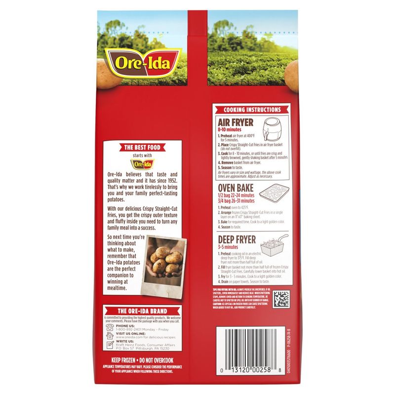 Ore-Ida Crispy Straight-Cut Fries French Fried Potatoes, 32 oz