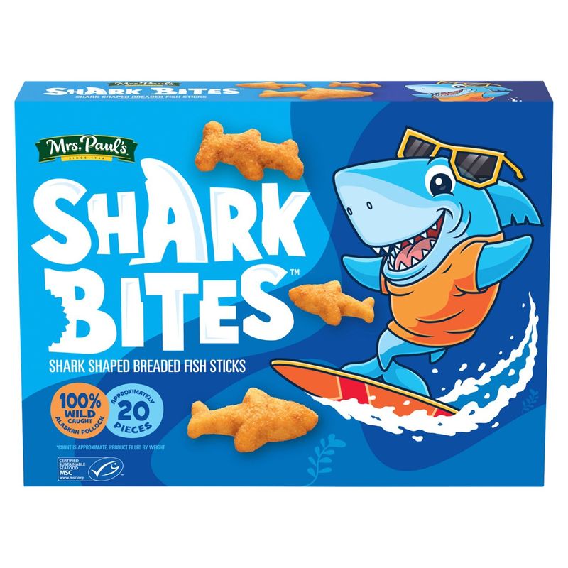 Mrs. Paul's Shark Bites Shark Shaped Breaded Fish Sticks, 20 count, 19 oz
