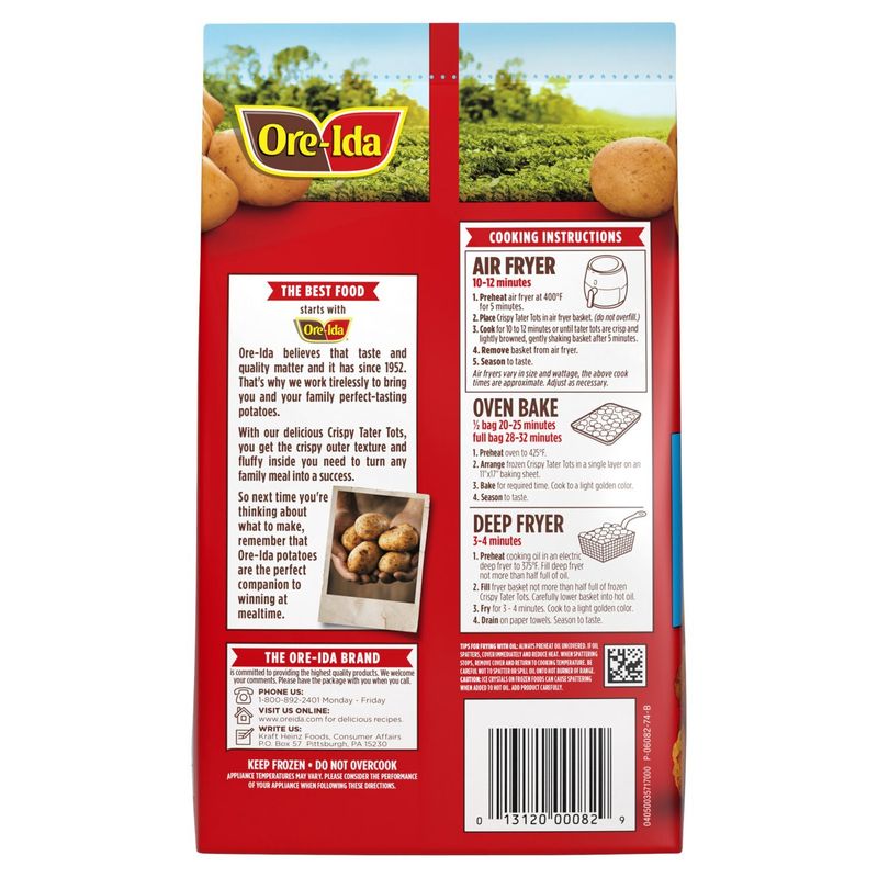 Ore-Ida Crispy Tater Tots Seasoned Shredded Potatoes, 32 oz