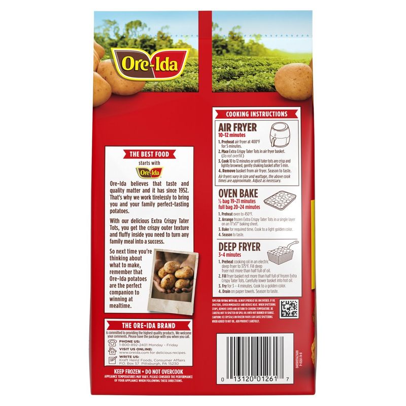 Ore-Ida Extra Crispy Tater Tots Seasoned Shredded Potatoes, 28 oz