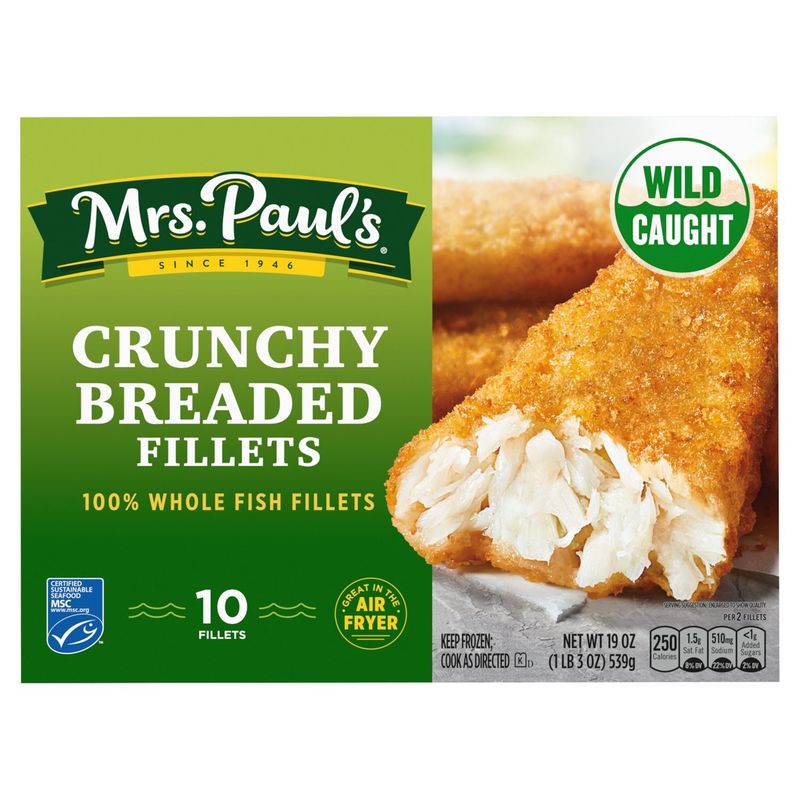 Mrs. Paul's Wild Caught Crunchy Breaded Fish Fillets, 10 count, 19 oz