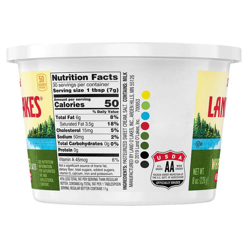 Land O Lakes Salted Whipped Butter, Spreadable, 8 oz tub
