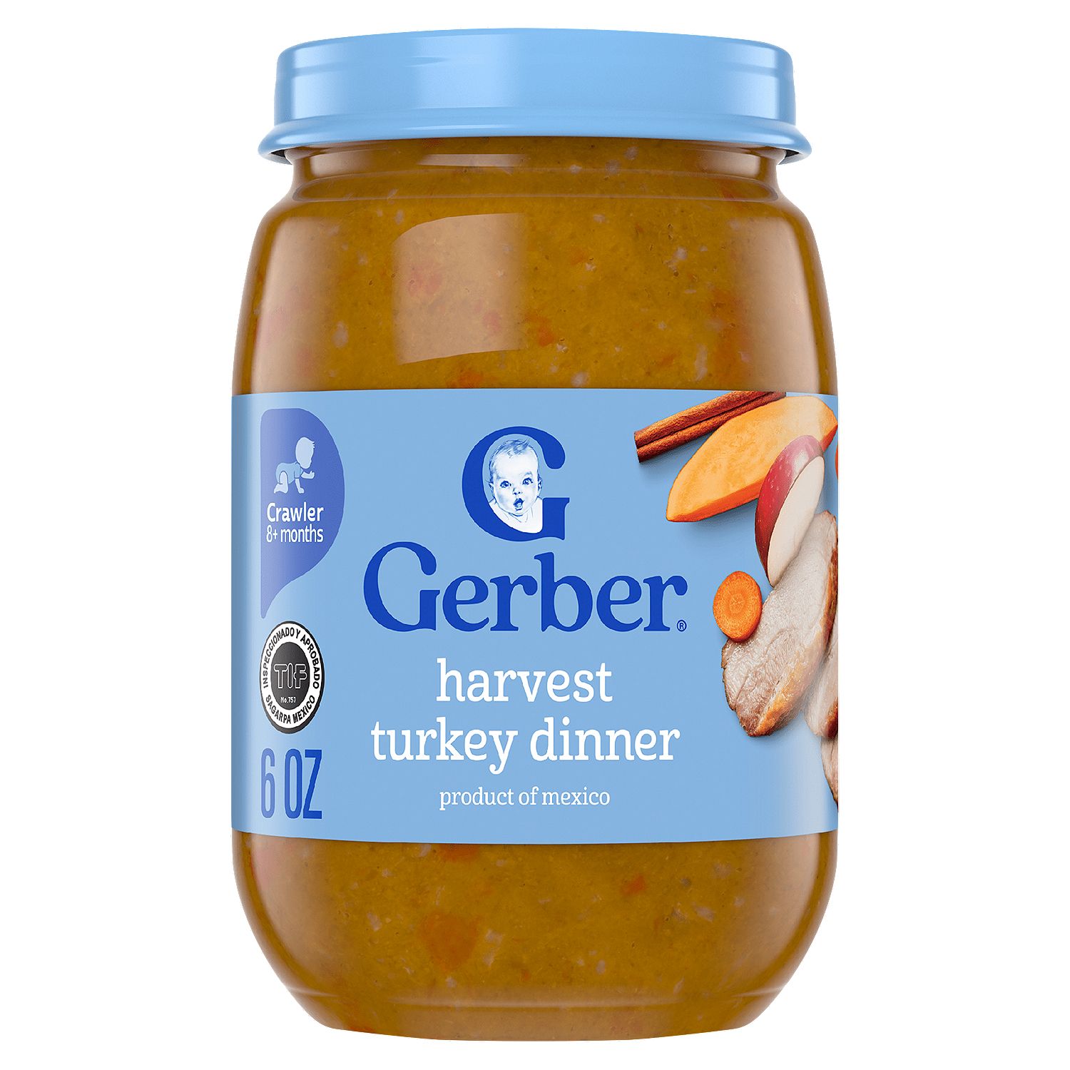 Gerber Harvest Turkey Dinner Baby Food, Crawler 8+ months, 6 oz