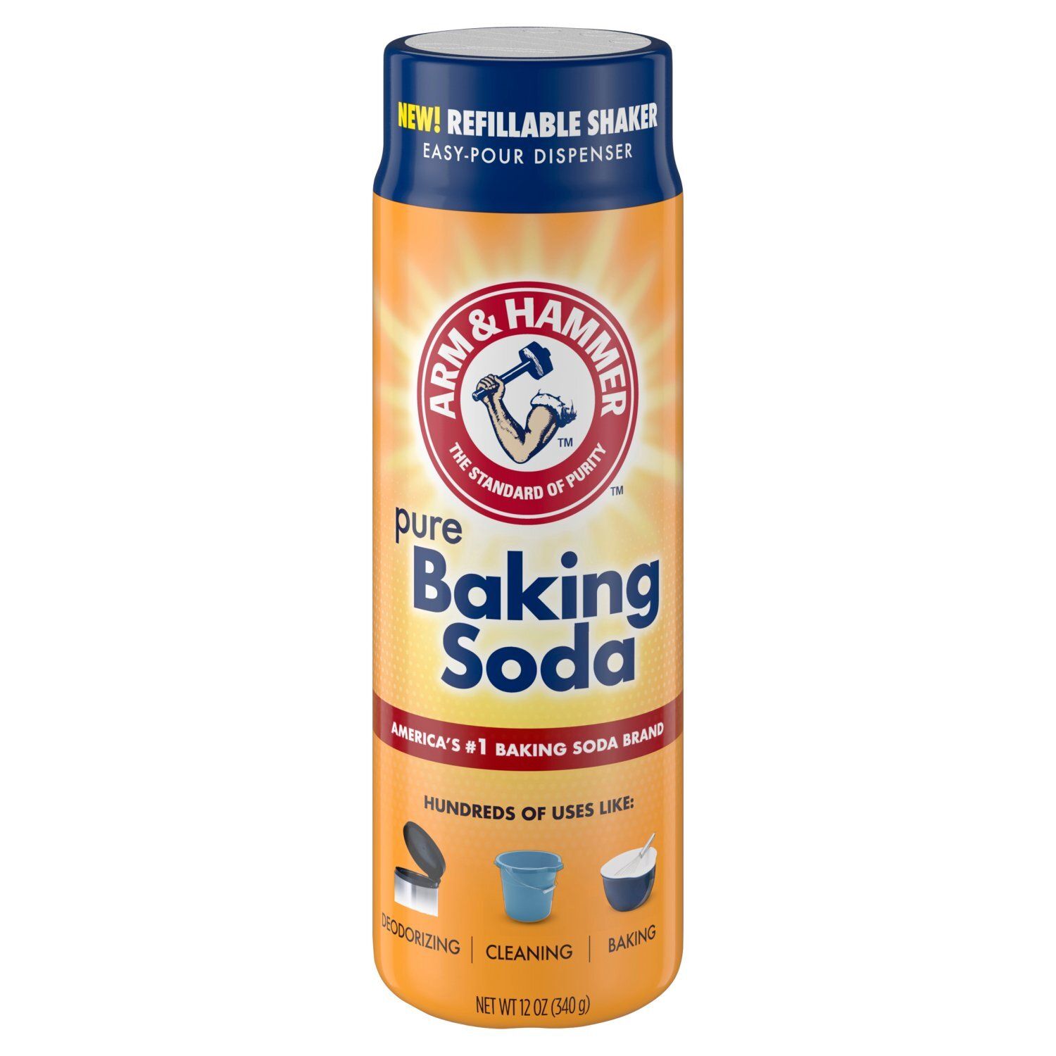 Arm &amp; Hammer Pure Baking Soda Refillable Shaker, 12 oz