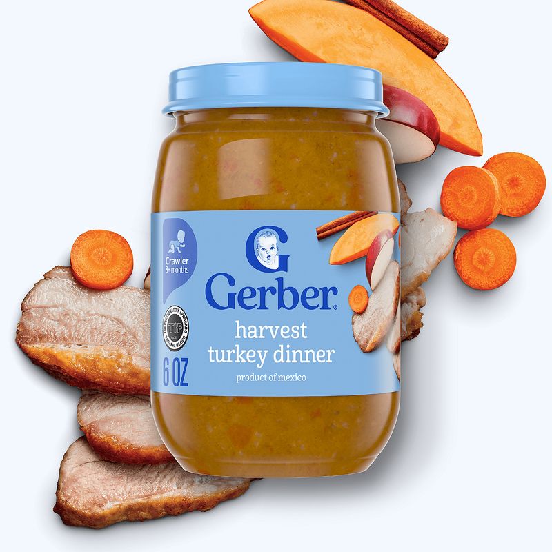 Gerber Harvest Turkey Dinner Baby Food, Crawler 8+ months, 6 oz