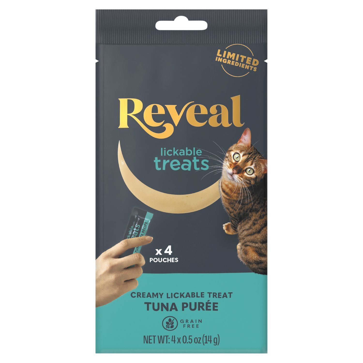 Reveal Tuna Purée Creamy Lickable Treat Cat Food, 4 count, 0.5 oz