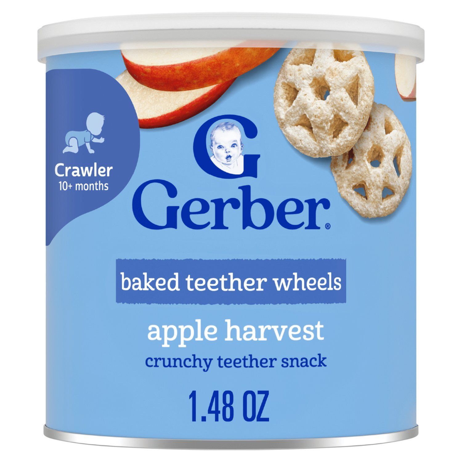 Gerber Baked Apple Harvest Crunchy Teether Wheels Snack Baby Food, Crawler 10+ months, 1.48 oz