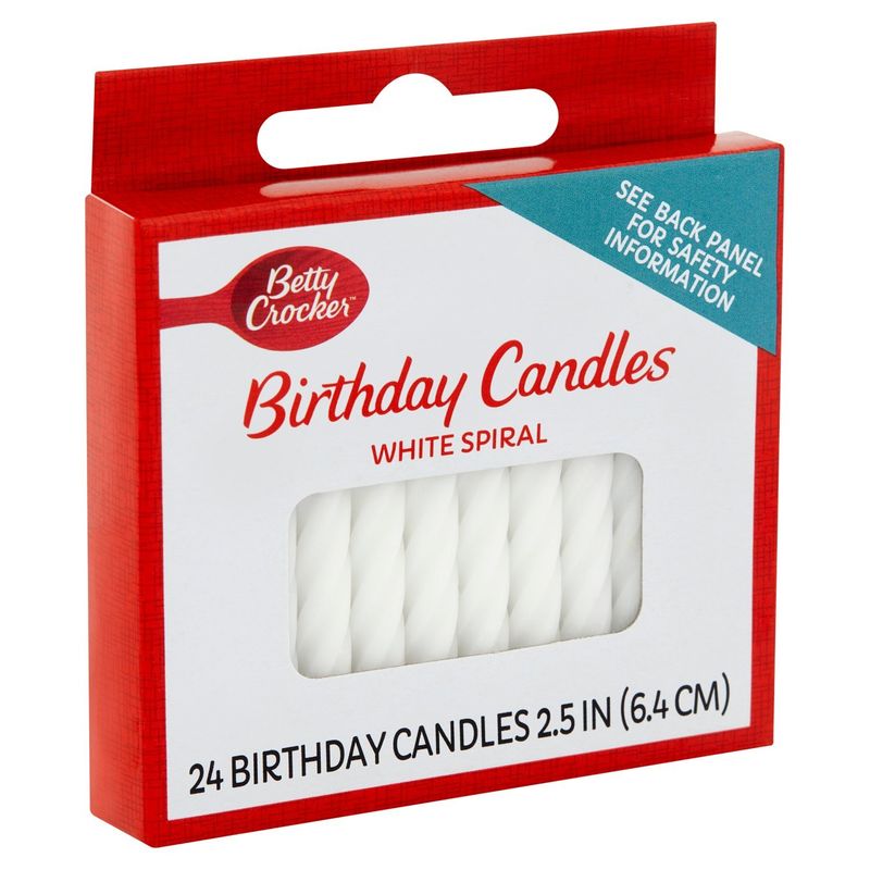 Betty Crocker White Spiral Birthday Candles, 24 count